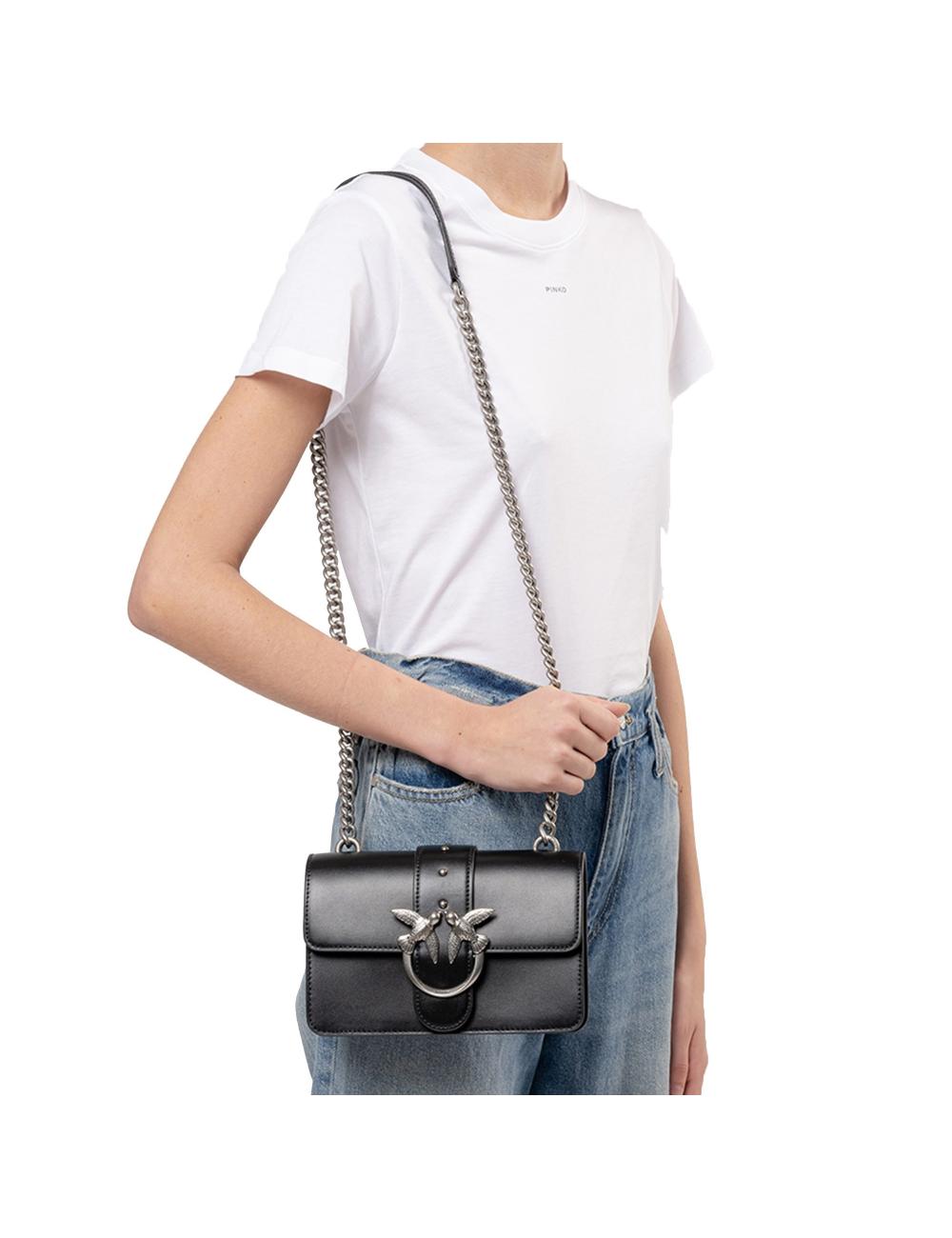 Pinko shoulder bag mini icon simply black silver logo
