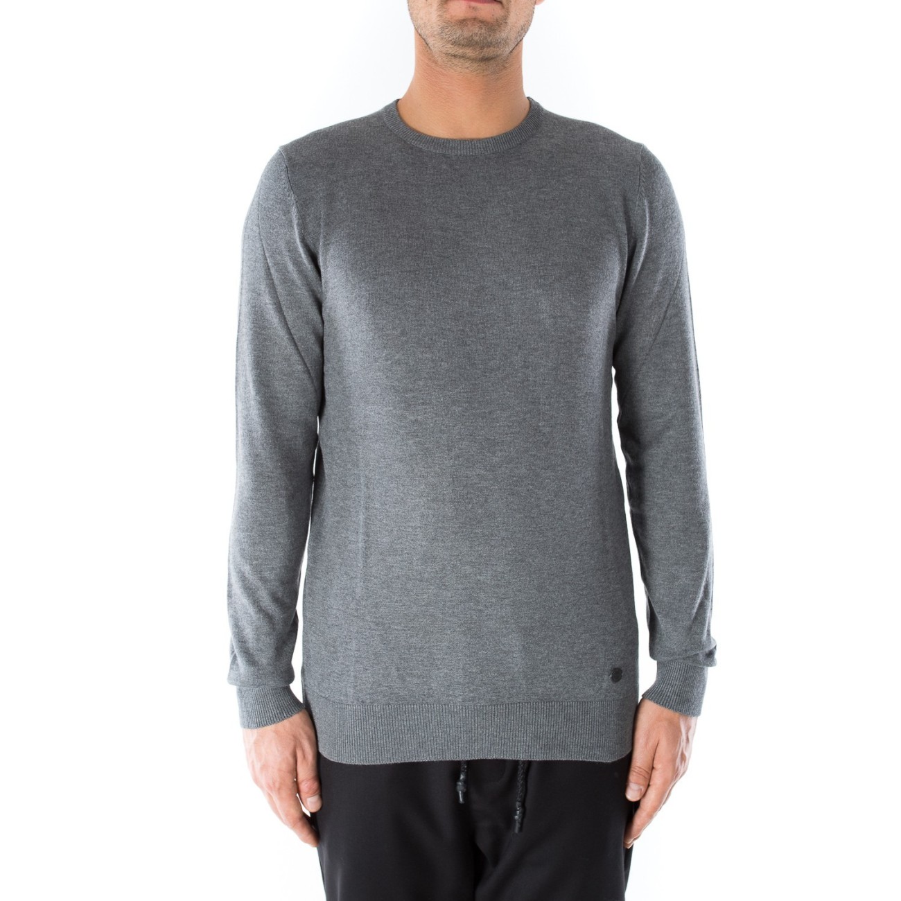 Gray crewneck wool sweater...