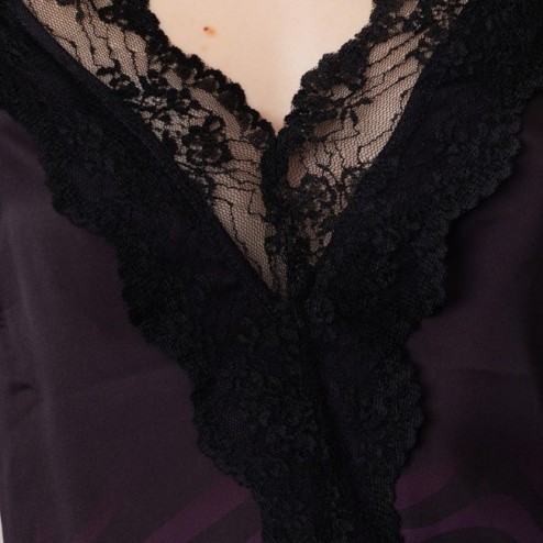 Gaelle top in raso nero-viola