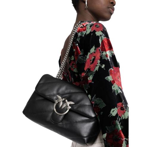Pinko borsa puff nera argento