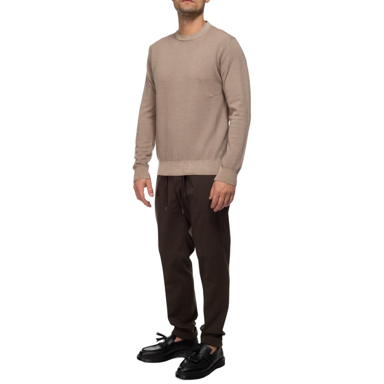 Beige merino wool crewneck...