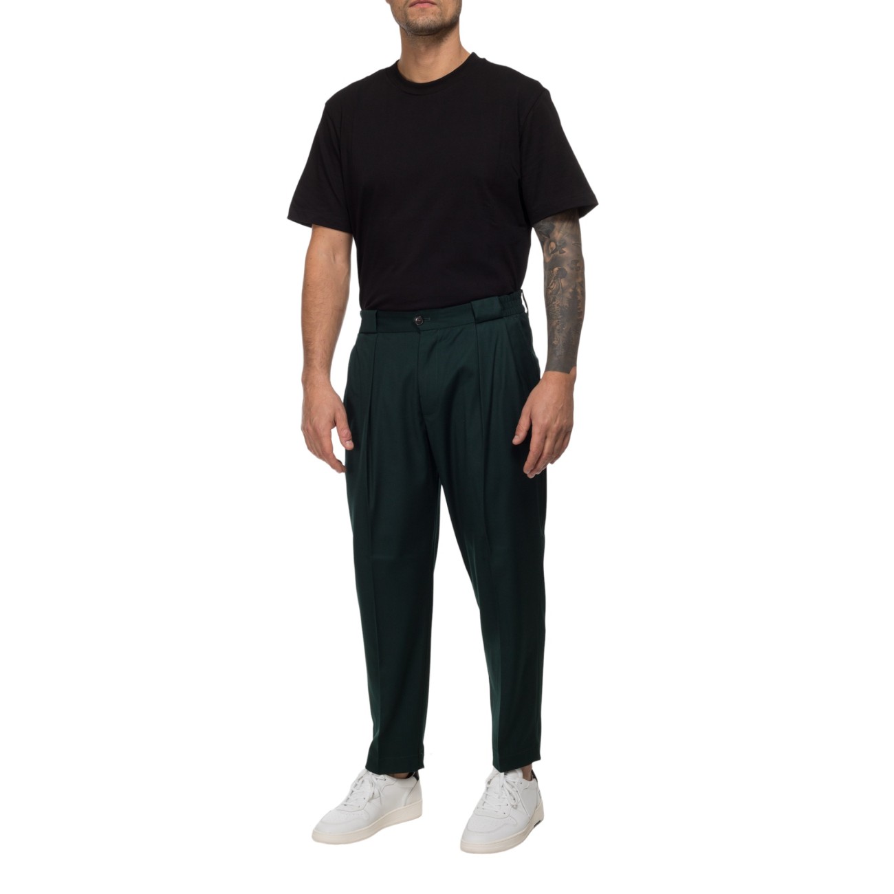 Bottle green chino trousers...