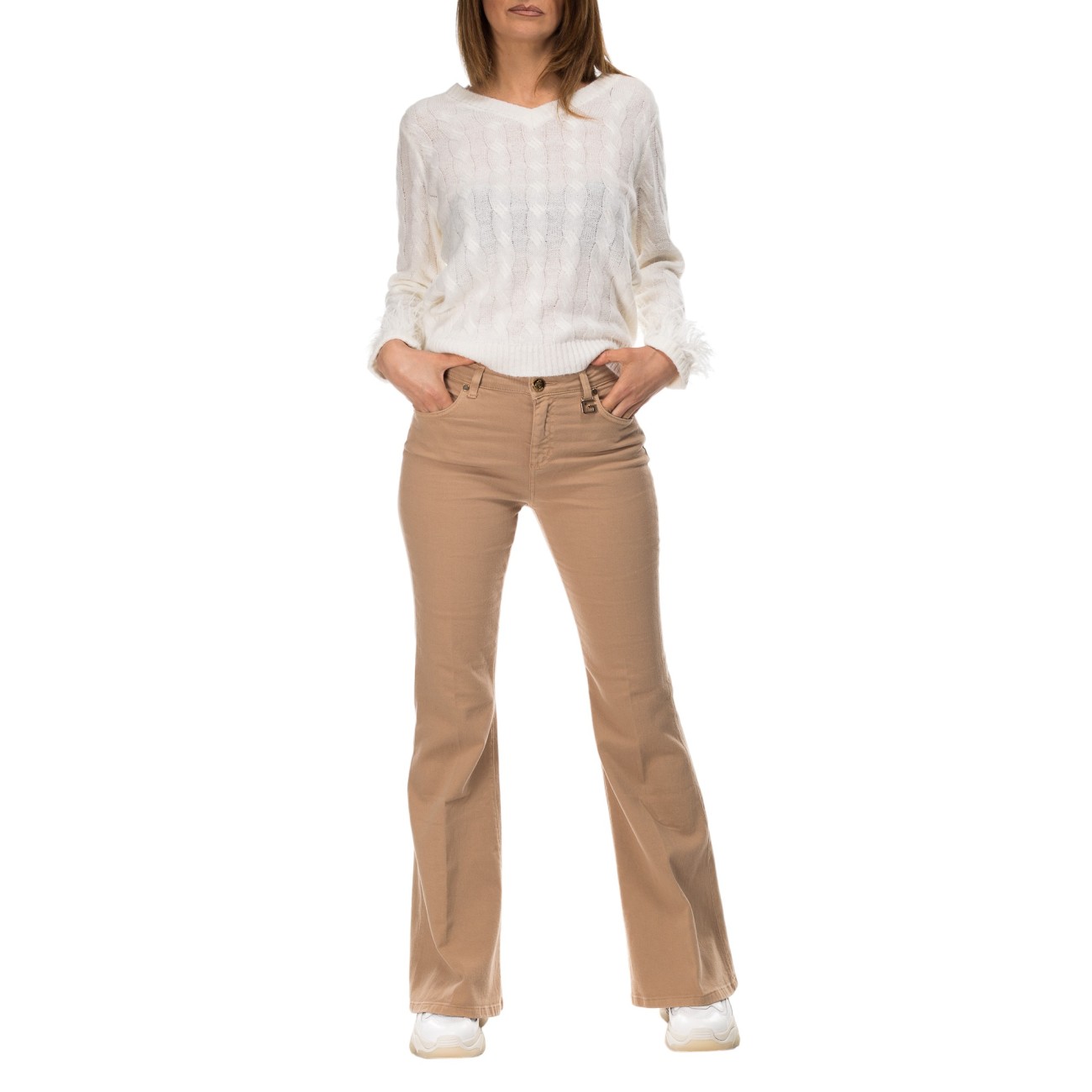 Gaelle beige flared jeans