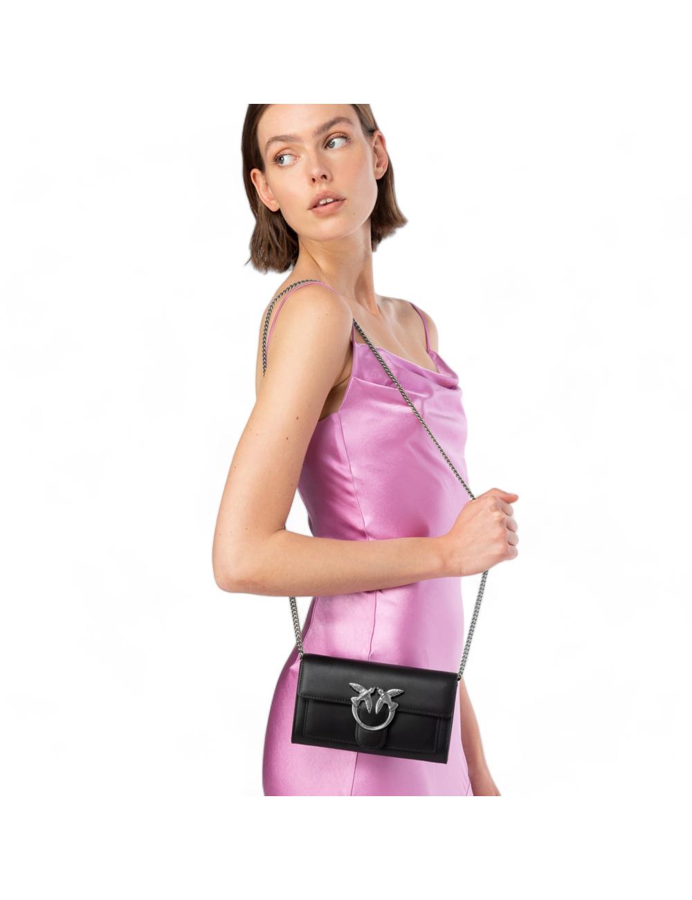 Pinko wallet bag black silver