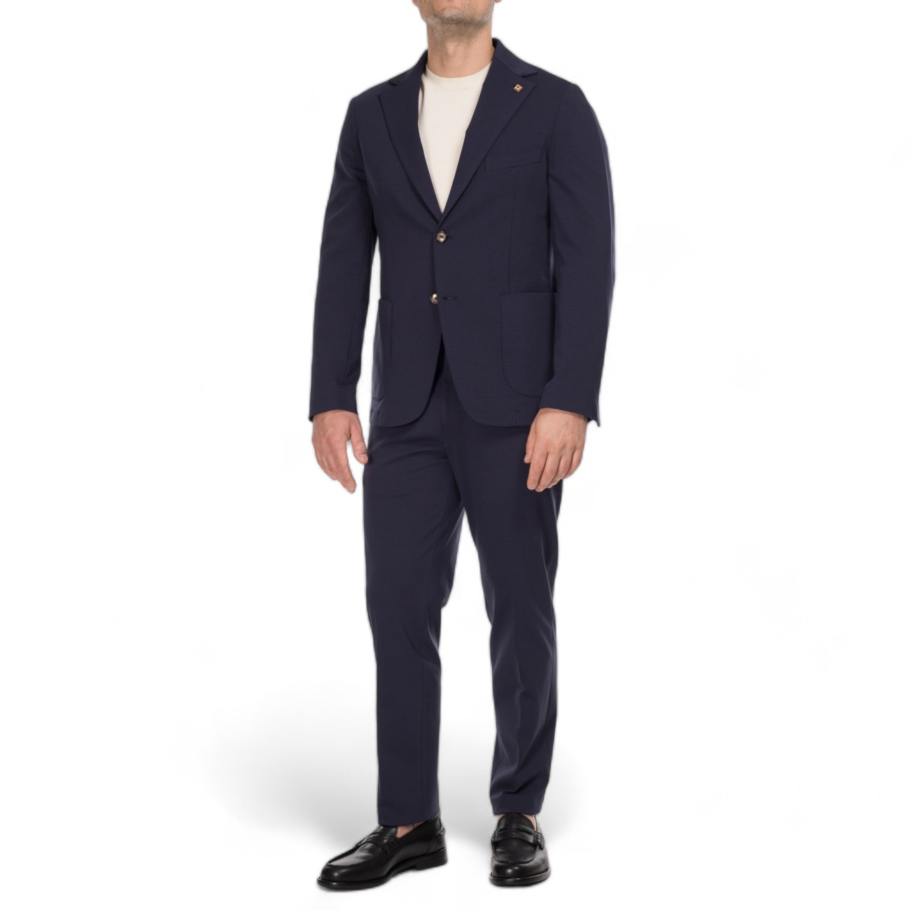 Outfit giacca due bottoni blu