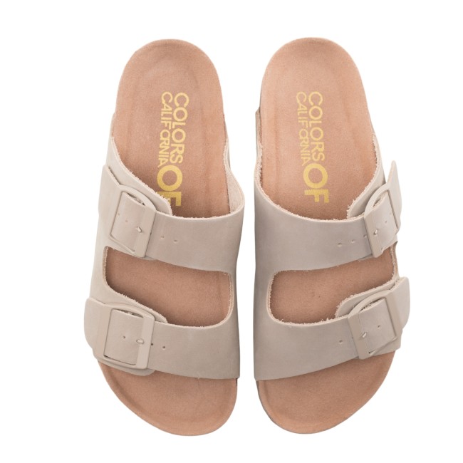 Colors of California sandali beige uomo con fibbie