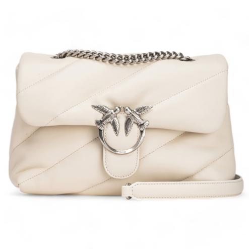 Pinko love puff classic bag white silver