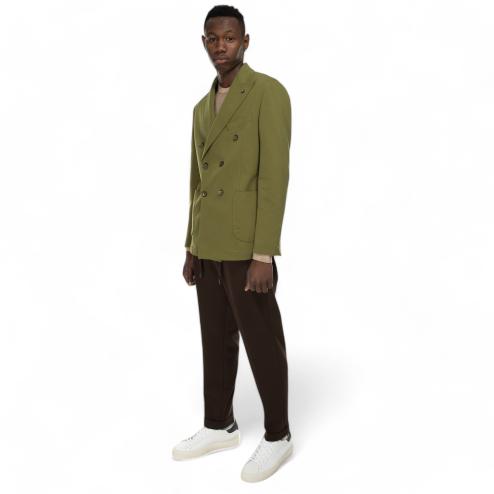 Outfit giacca doppiopetto verde prato