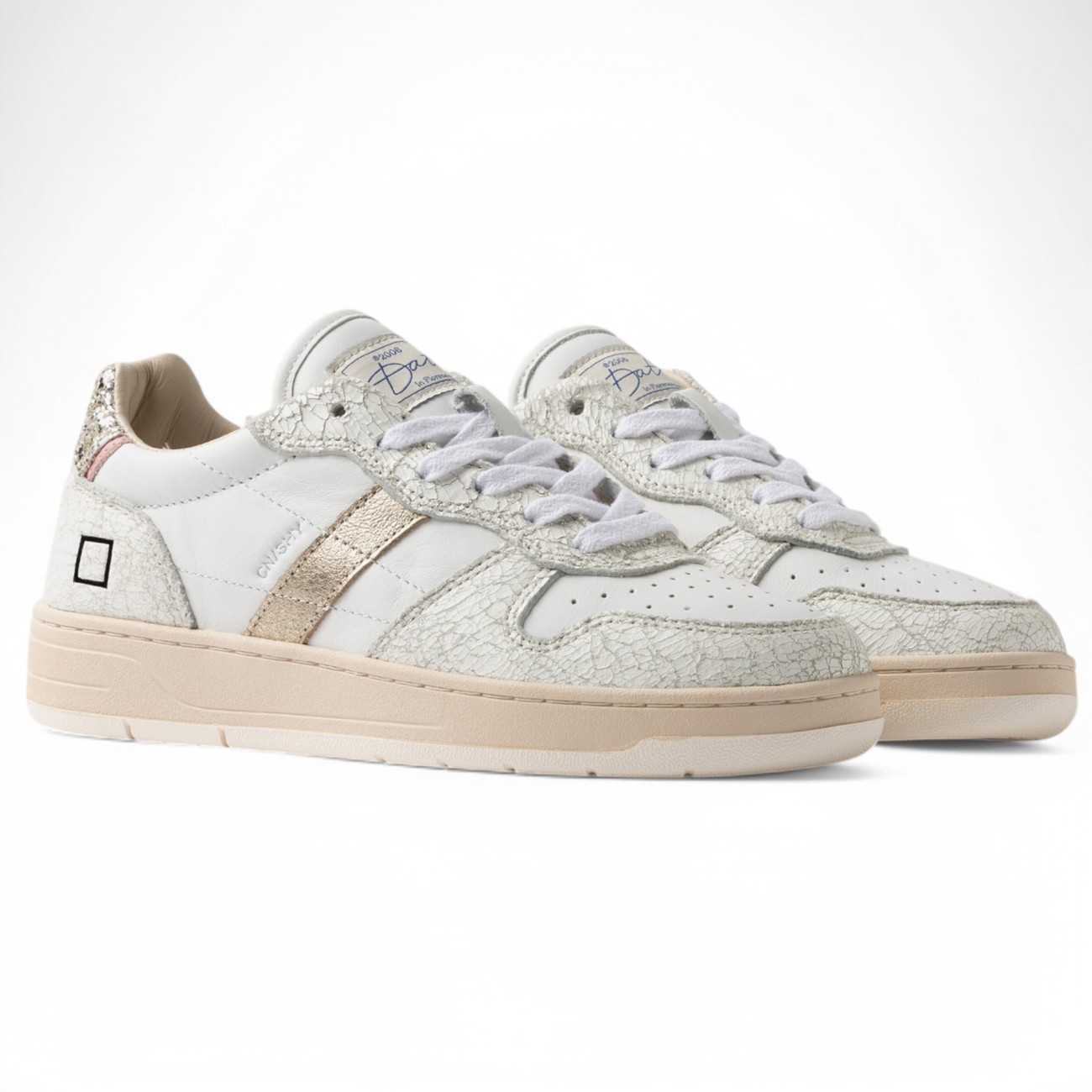 Date woman sneakers Court shiny white platinum
