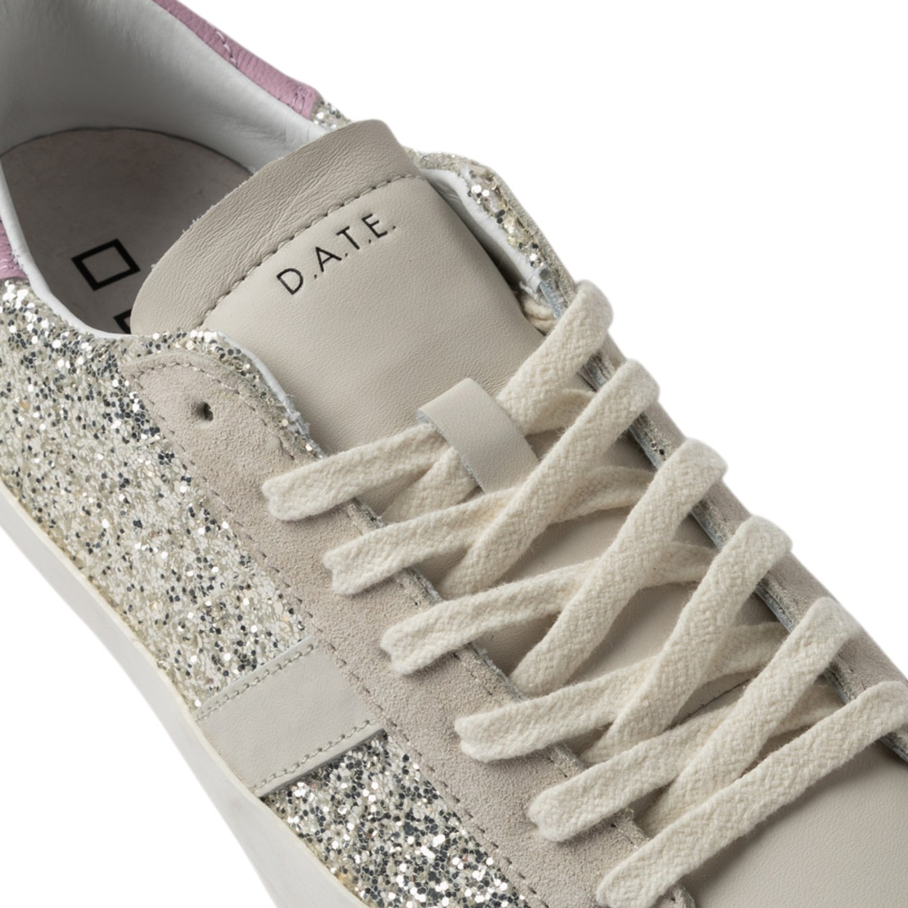 Date woman sneakers Hill low glitter platinum
