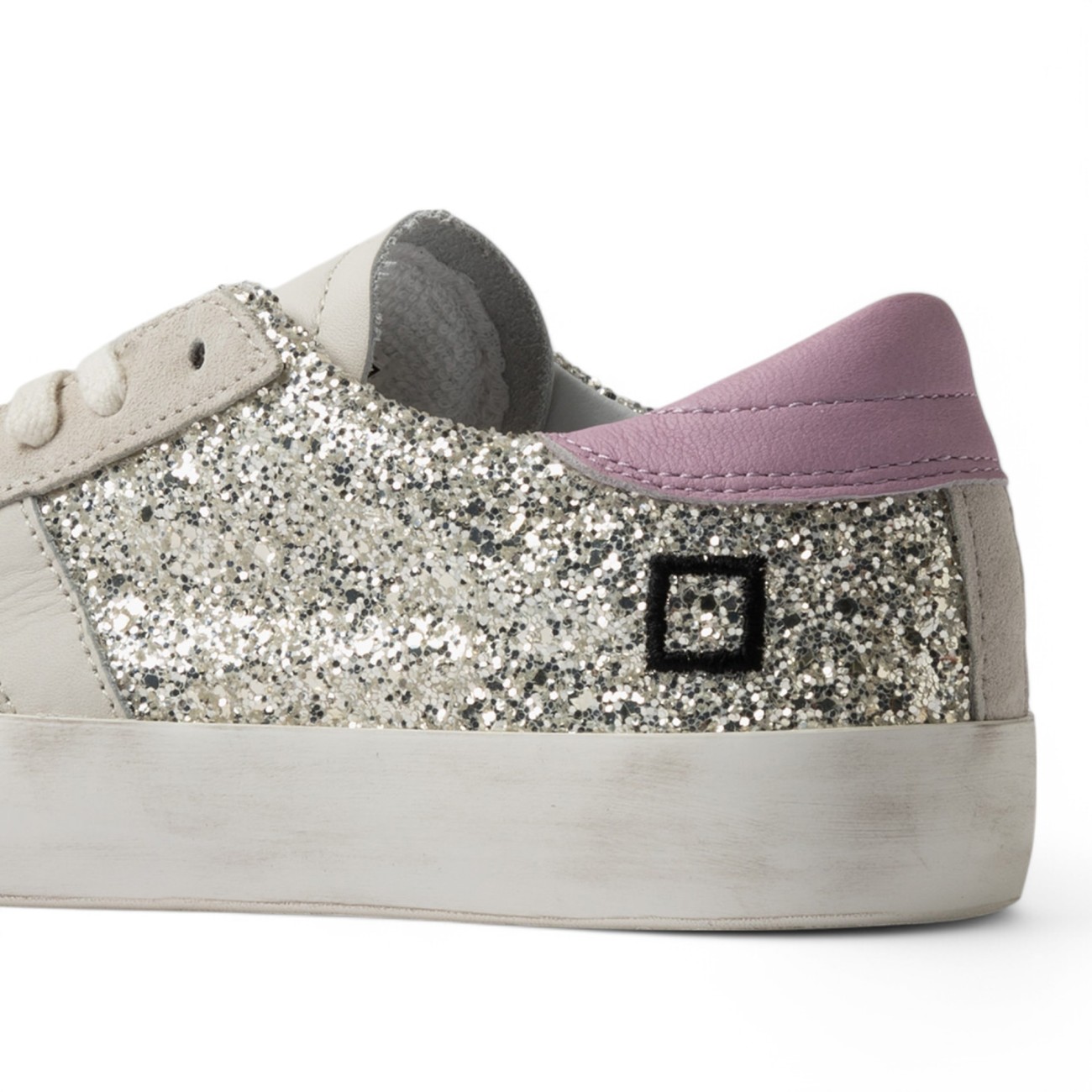 Date woman sneakers Hill low glitter platinum