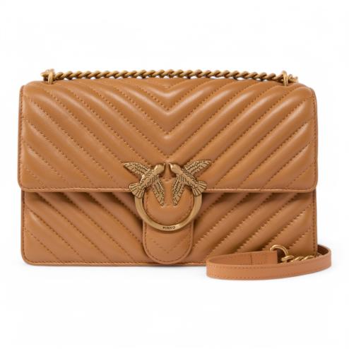 Pinko borsa tracolla love one classic chevron cuoio