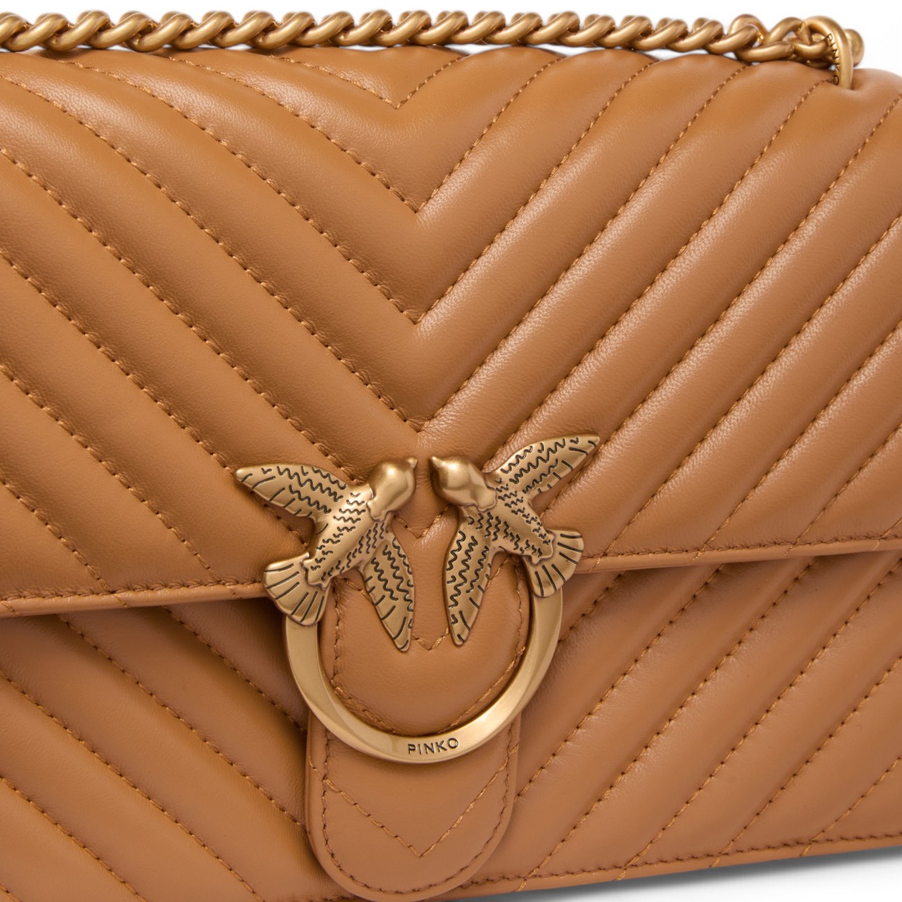 Pinko borsa tracolla love one classic chevron cuoio