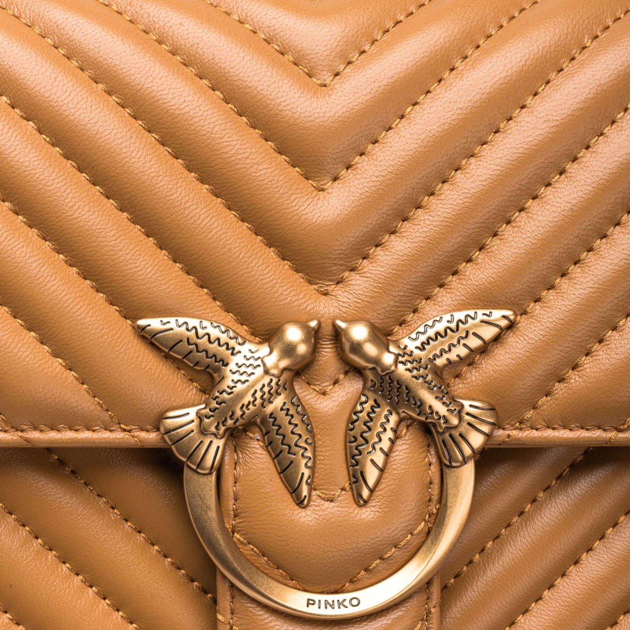 Pinko borsa tracolla love one classic chevron cuoio
