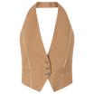 Pinko gilet in lino marrone