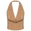 Pinko gilet in lino marrone