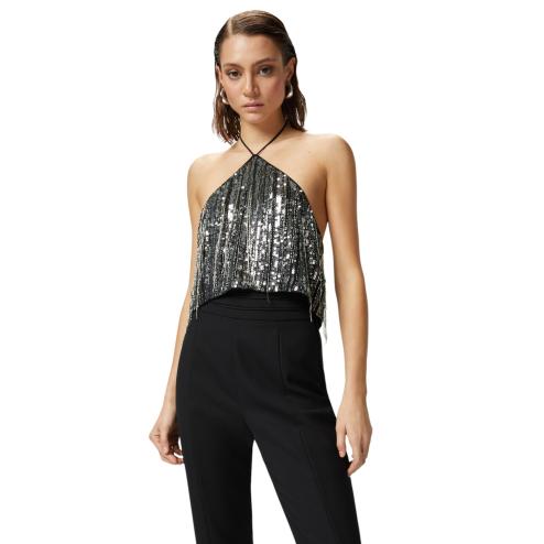 Pinko top corto in pailettes