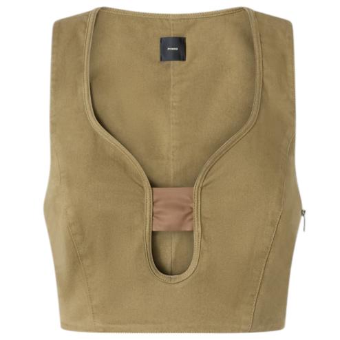 Pinko top verde in gabardina