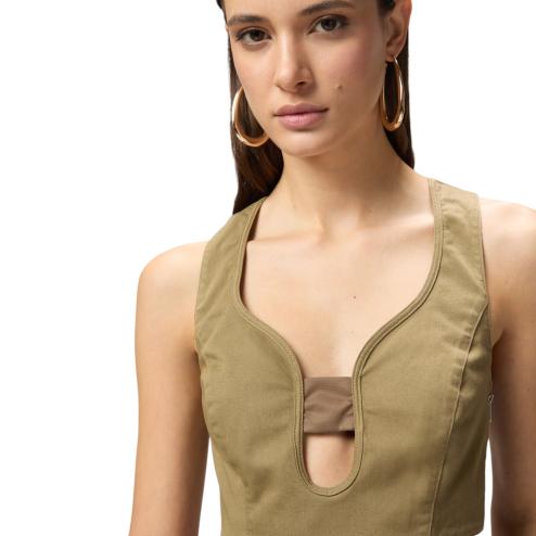 Pinko top verde in gabardina