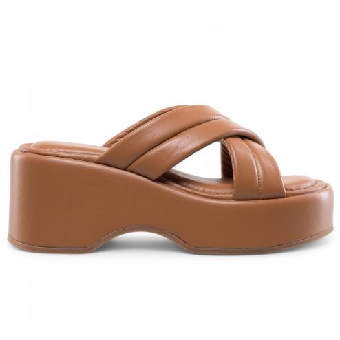 Habillé sandali plateau Therese cognac