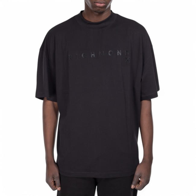 John Richmond t-shirt nera over logo 3D