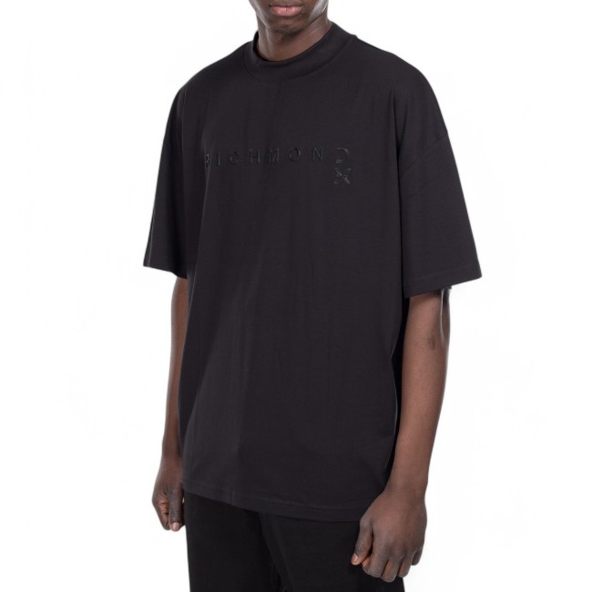 John Richmond t-shirt nera over logo 3D