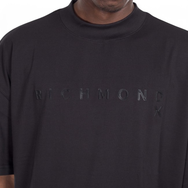 John Richmond t-shirt nera over logo 3D