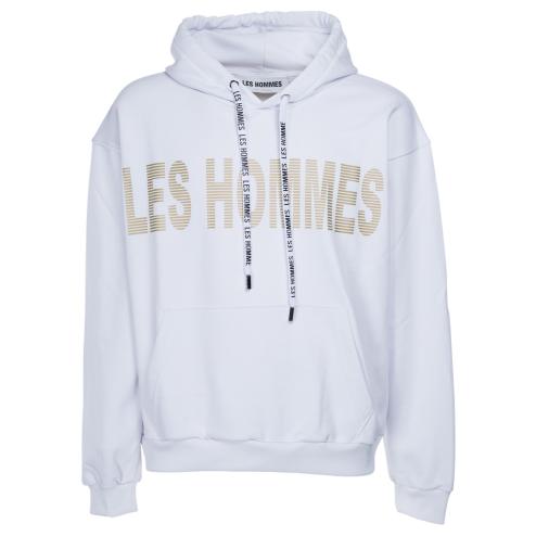 Les Hommes felpa bianca con cappuccio