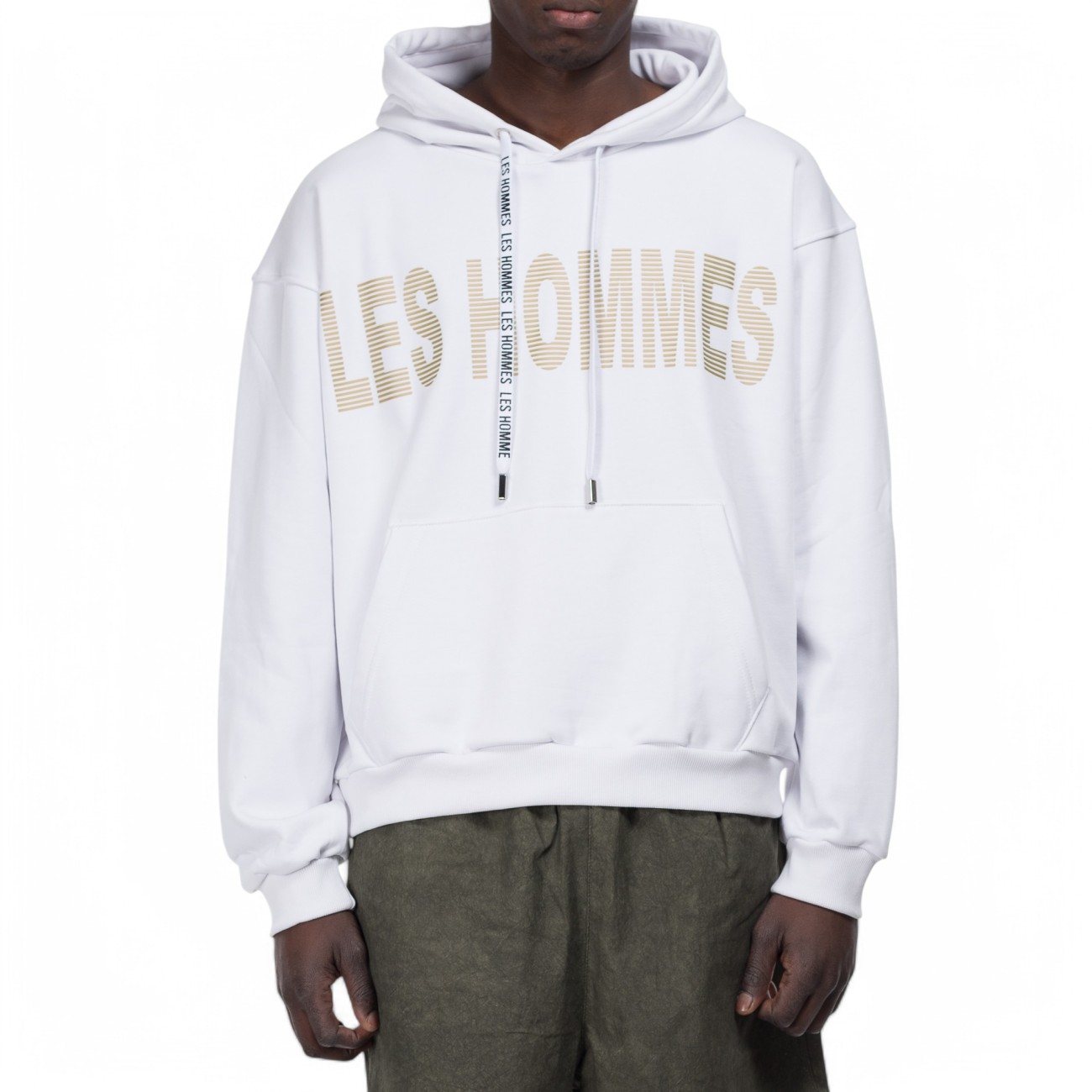 Les Hommes felpa bianca con cappuccio