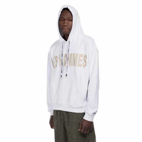 Les Hommes felpa bianca con cappuccio