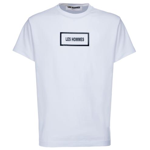 Les Hommes t-shirt bianca con logo nero