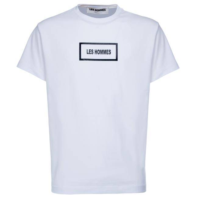 Les Hommes t-shirt bianca con logo nero