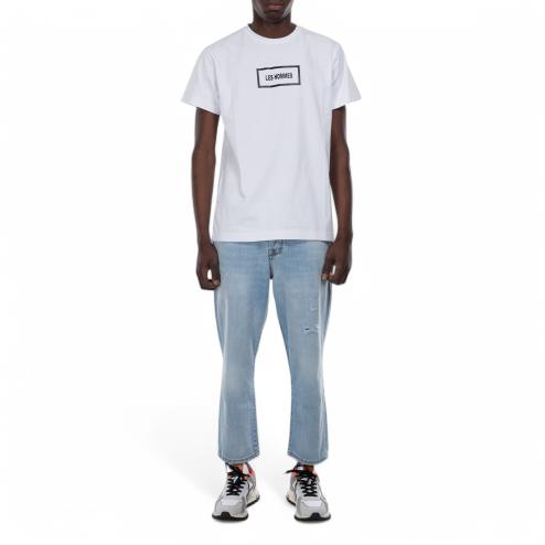 Les Hommes t-shirt bianca con logo nero