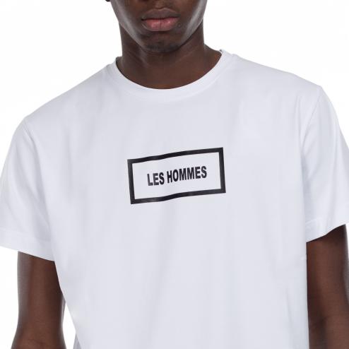 Les Hommes t-shirt bianca con logo nero