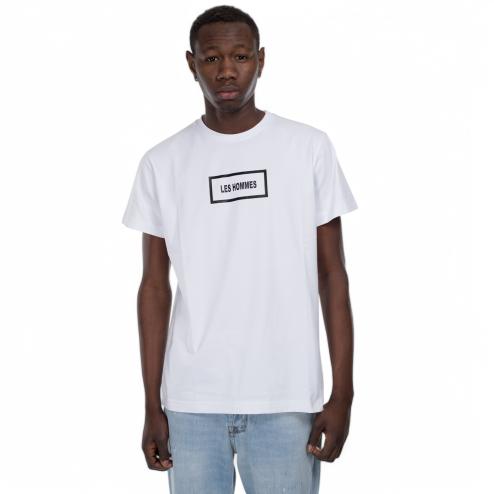 Les Hommes t-shirt bianca con logo nero