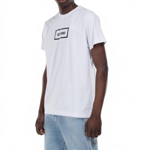 Les Hommes t-shirt bianca con logo nero