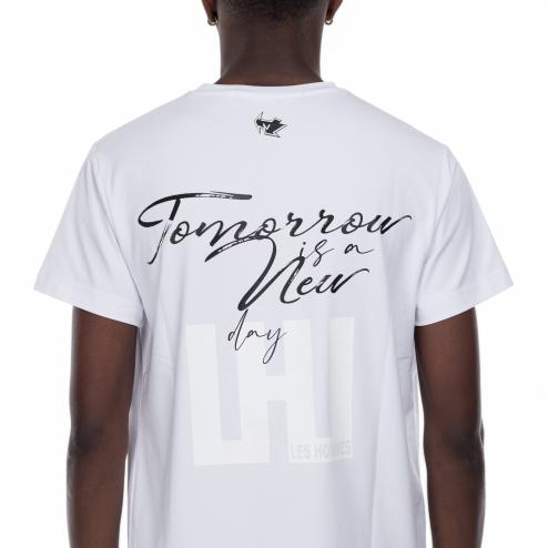 Les Hommes t-shirt bianca con logo nero