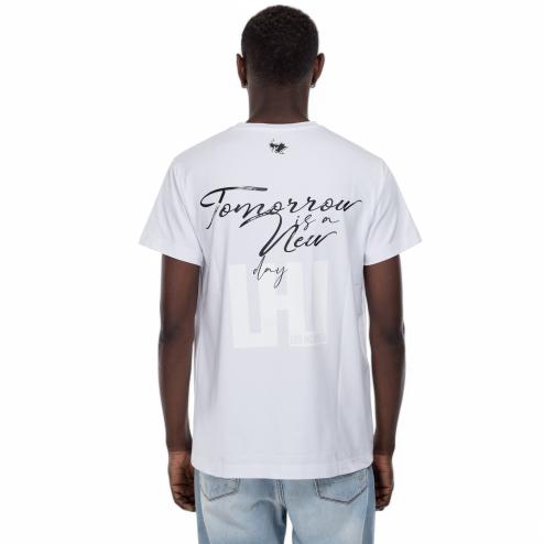 Les Hommes t-shirt bianca con logo nero