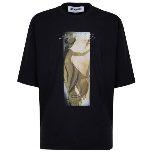 Les Hommes t-shirt nera stampa frontale