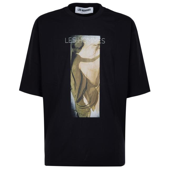 Les Hommes t-shirt nera stampa frontale