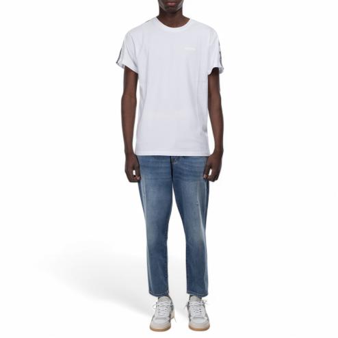 Moschino t-shirt bianca logo stripe