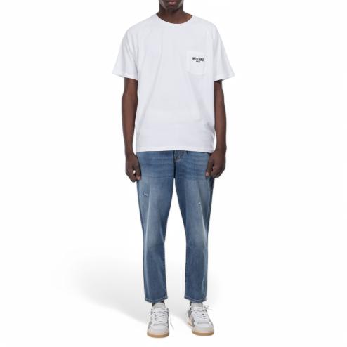 Moschino t-shirt bianca logo swim nero