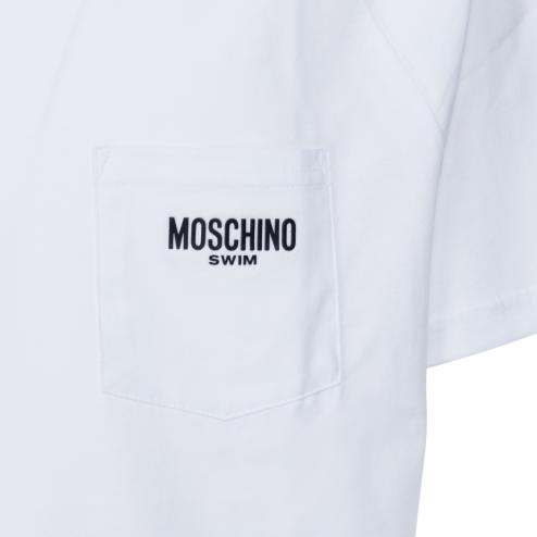 Moschino t-shirt bianca logo swim nero