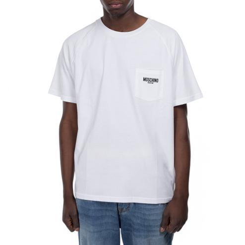 Moschino t-shirt bianca logo swim nero