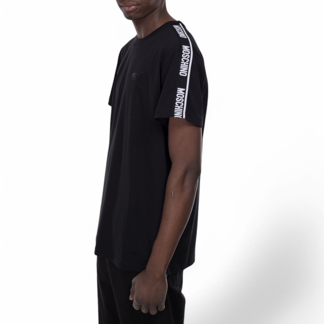Moschino t-shirt nera bande logate