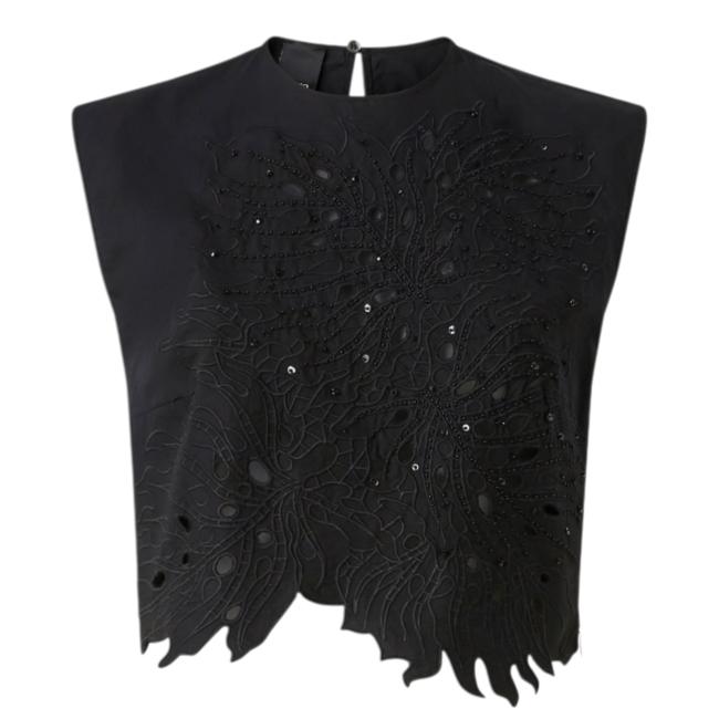 Pinko top nero con ricamo sangallo
