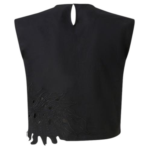 Pinko top nero con ricamo sangallo