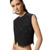 Pinko top nero con ricamo sangallo