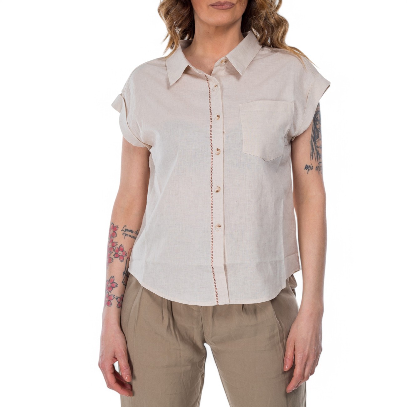 Artlove camicia in lino beige