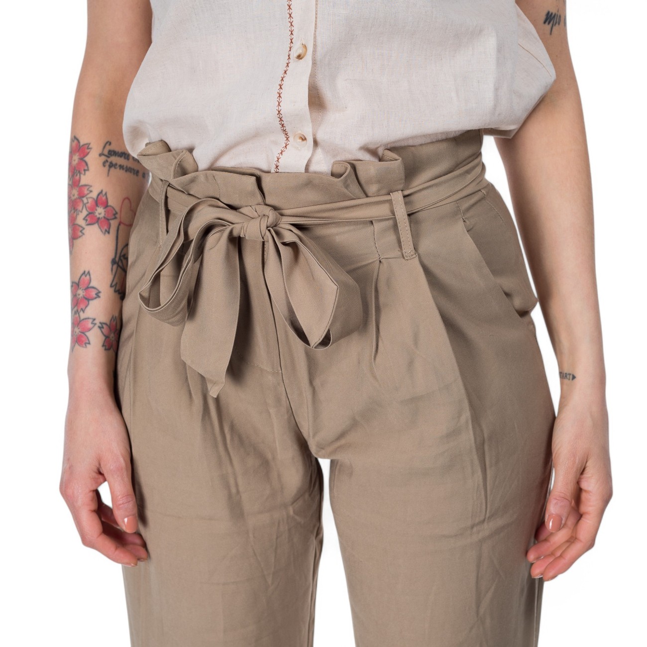 Artlove pantaloni verdi con fusciacca